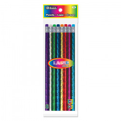 Bazic Metallic Laser Wood Pencil With Eraser (8/Pack)