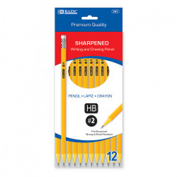 Bazic Pre-Sharpened  Premium Yellow Pencil (12/Pack)