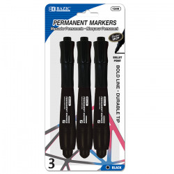 Bazic Black Bullet Tip Jumbo Permanent Marker With Grip (3/Pack)