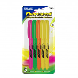 Bazic Pen Style Fluorescent Highlighter Pocket Clip (5/Pack)