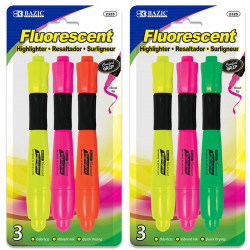 Bazic Desk Style Fluorescent Highlighters Cushion Grip (3/Pack)