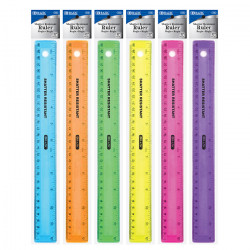 Bazic Shatter Resistant Ruler, Assorted Colors,30cm