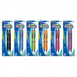 Bazic Ciel Oil-gel Ink Retractable Pen Rubberized Barrel & Metal Clip (2/Pack), Assorted Colors