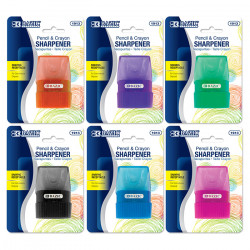 Bazic Single Side Hole Sharpener With Receptacle, Assorted Colors