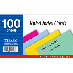 Bazic Ruled Colored Index Card Notebook