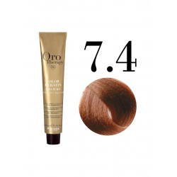 Fanola Oro Puro Hair Coloring Cream, Medium Blonde Copper no.7.4