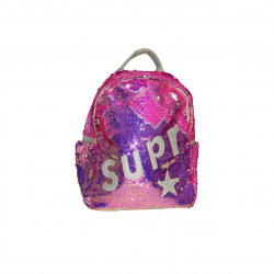 Little Fashionable Glittery Bag Pack For Girls , Purple & Pink, 30*24 cm