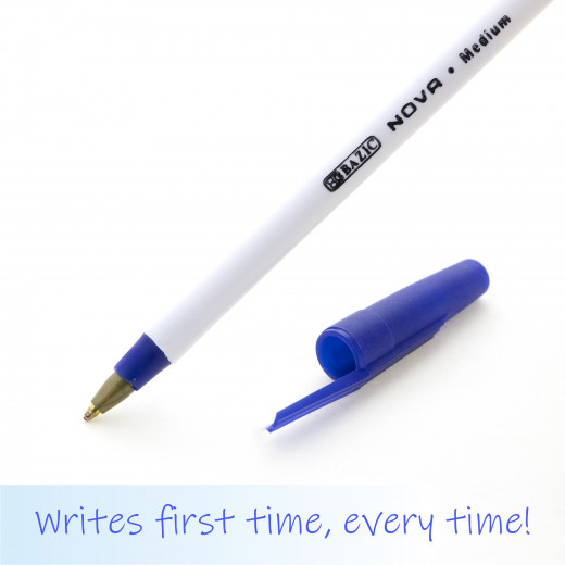 أقلام حبر نوفا لون أزرق (12 / صندوق) من بازيك