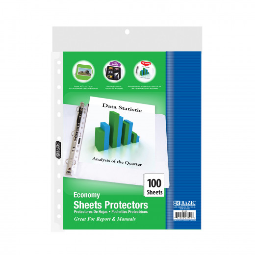 Bazic Top Loading Sheet Protectors, 100 Sheets