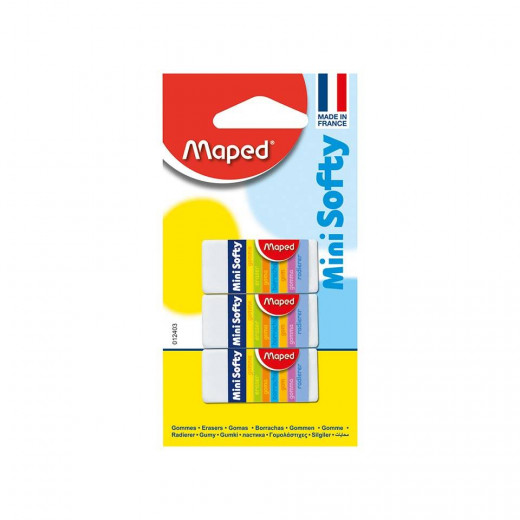 Maped Mini Softy Eraser, 3 Pieces