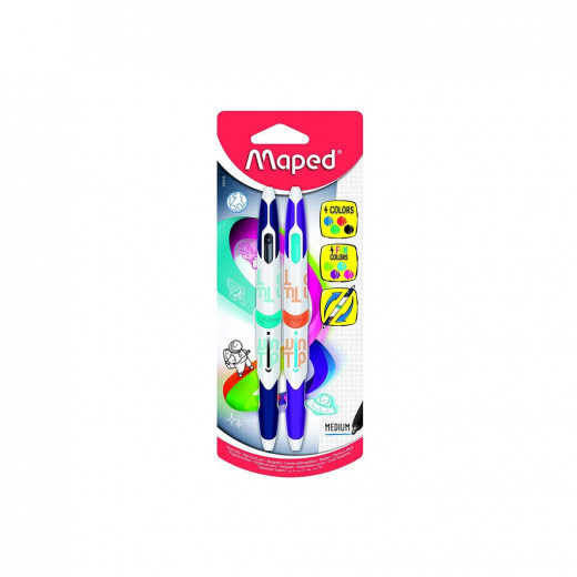 Maped Twin Tip 4 Colour Pens Light Green, Purple, Pink, Light Blue, 2 pcs