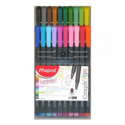 طقم أقلام الخط الرفيع جراف بيبس مكون من 20مابد  قطعة متعدد الألوان