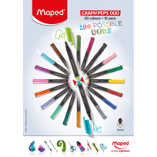Maped Fineliner Graph Peps Duo 0.4 Mm 10 Pens 20 Colors