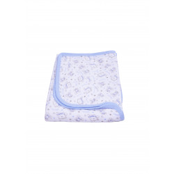 Baby Cotton Blanket, Light Blue with Bear