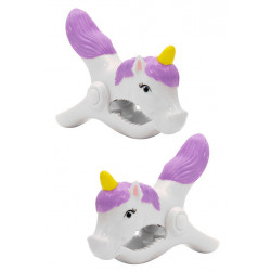 O2COOL Boca Clips Beach Towel Holders - Purple Unicorn