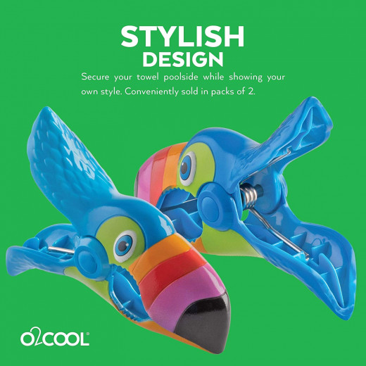 O2COOL Boca Clips Beach Towel Holders - Toucan