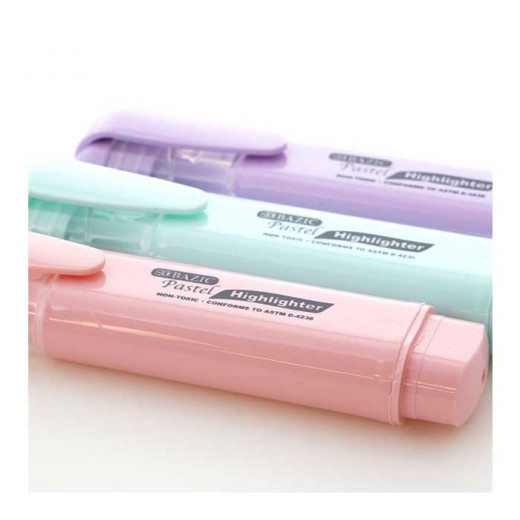 Bazic Pastel Highlighter Pocket Clip 3 Pieces