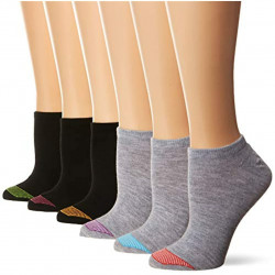 Hanes Women's Ultimate Lightweight Vent No Show Sock 6-Pack, black/grey,L