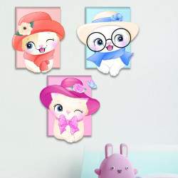 Cute Cats Wooden Wall  Set