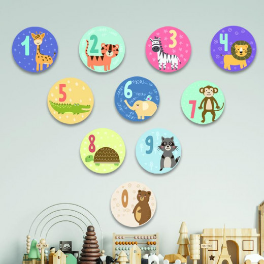 Round Numbers Wooden Wall Set
