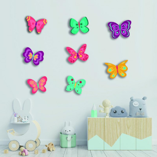 مجموعة الفراشات الخشبية للحائط