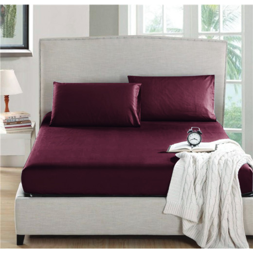 Nova home fitted sheet microfiber king burgandy 3pcs