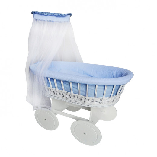 Zeta Delux Wicker Basket Crib,Blue