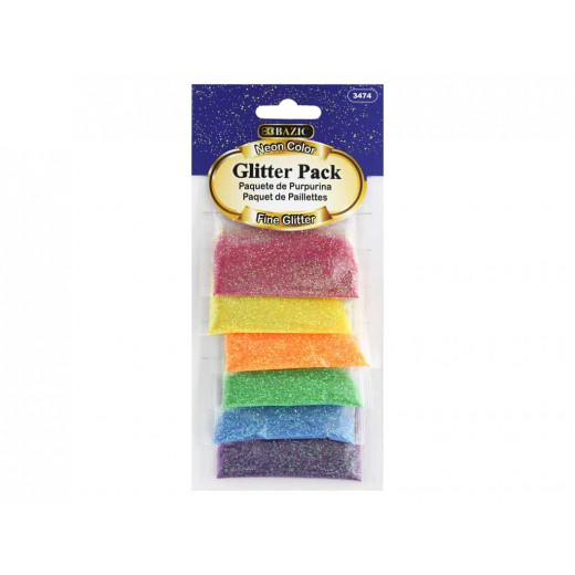 Bazic 6 Neon Color Glitter Pack (2g)