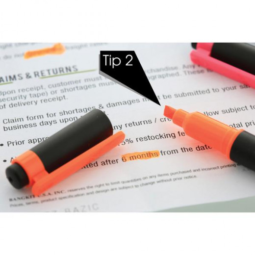 Bazic Double Tip Fluorescent Highlighters (5/Pack)