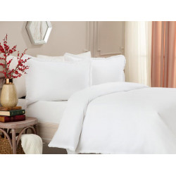 Madame COCO Sona Double-Size Fringe Duvet Cover Set- White