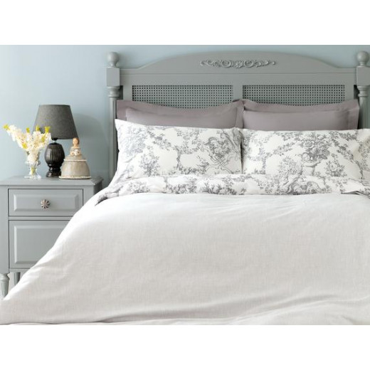 Madame COCO Angelia Single-Size Satin Duvet Cover Set - Grey