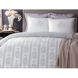 Madame COCO Single-Size Satin Duvet Cover Set , Gray