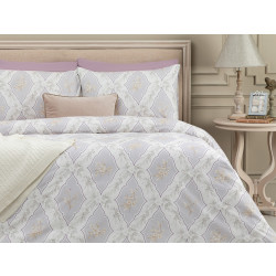 Madame COCO Cadre Double-Size Printed Ranforce Duvet Cover Set - Damson