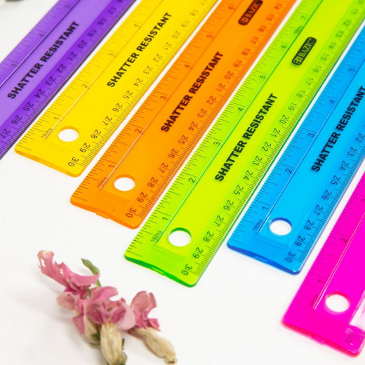 Bazic Shatter Resistant Ruler, Assorted Colors,30cm