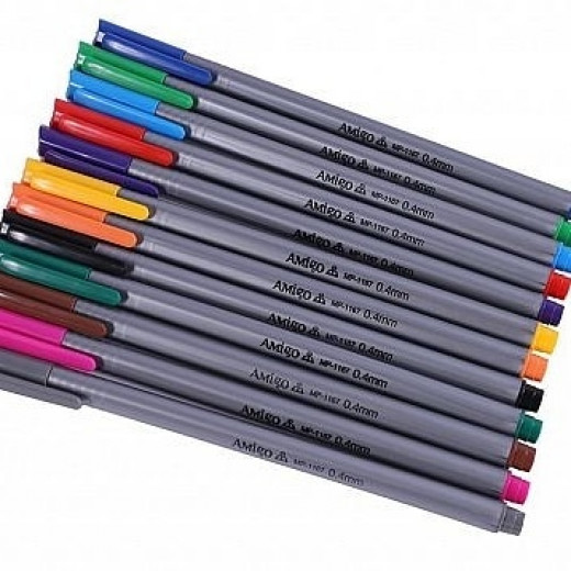 Amigo Triplus Triangular Fineliner Pen - Pack of 12