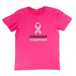 بلوزة باللون الوردي بتصميم أقوى معا لسرطان الثدي من متجرالأمل بواسطة مؤسسة الحسين للسرطان, مقاس كبير جدا