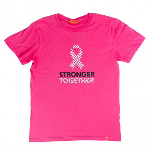 بلوزة باللون الوردي بتصميم أقوى معا لسرطان الثدي من متجرالأمل بواسطة مؤسسة الحسين للسرطان, مقاس صغير