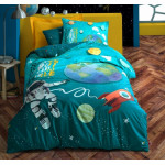 Nova home little astronaut kids duvet cover rainforce set 100% cotton twin 3 pieces blue