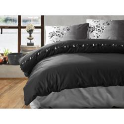 Nova home daren duvet cover ranforce set with tassels black king size 100% cotton