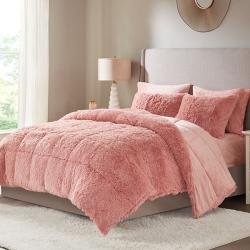 Nova home comforter malea winter long shaggy king set pink 6 pieces