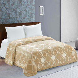 Nova home engraved diamond blanket camel king size