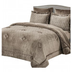 Nova home landers 3d embossed velvet flannel winter comforter set brown twin size