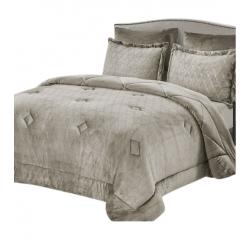 Nova home landers 3d embossed velvet flannel winter comforter set beige twin size