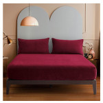 Nova home warm fit winter microfleece fitted sheet set, burgundy, twin size