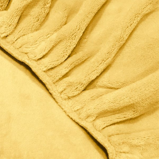 Nova home warmfit winter microfleece fitted sheet set yellow queen 3 pcs