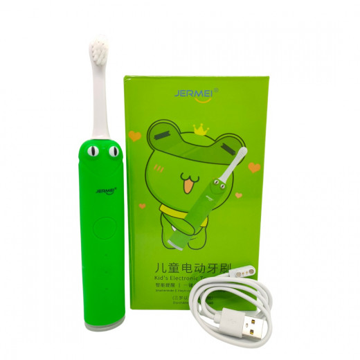 Jermei Children's Electric Toothbrush, Green Color, Frog Design