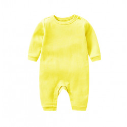 Baby Rompers Long Sleeve Bodysuit, Light Yellow Color