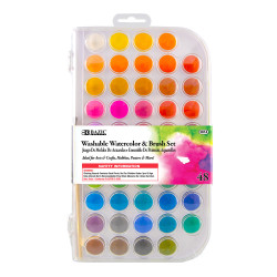 Bazic Washable Watercolor With Brush Set 48 Pieces