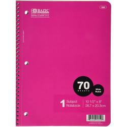 Bazic 1 Subject Spiral Notebook 70 pages