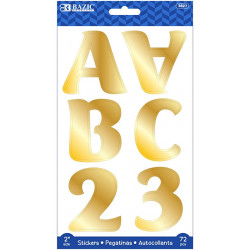 Bazic Gold Color Alphabet & Numbers Stickers